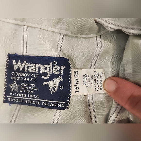 Vtg 90s Wrangler Cowboy Cut Longsleeve Button Up Shirt - Picture 9 of 11
